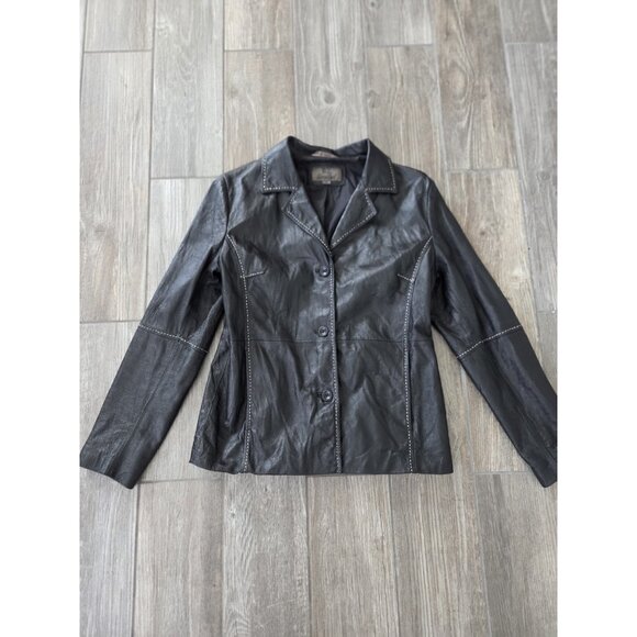 BT Limited Brown leather jacket With Stitches.Washed And Pressed. Size Medium - Picture 1 of 8